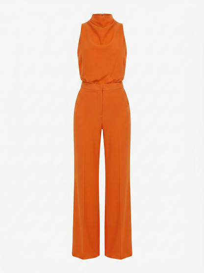 Saphirelle High Neck Wide-Leg Jumpsuit