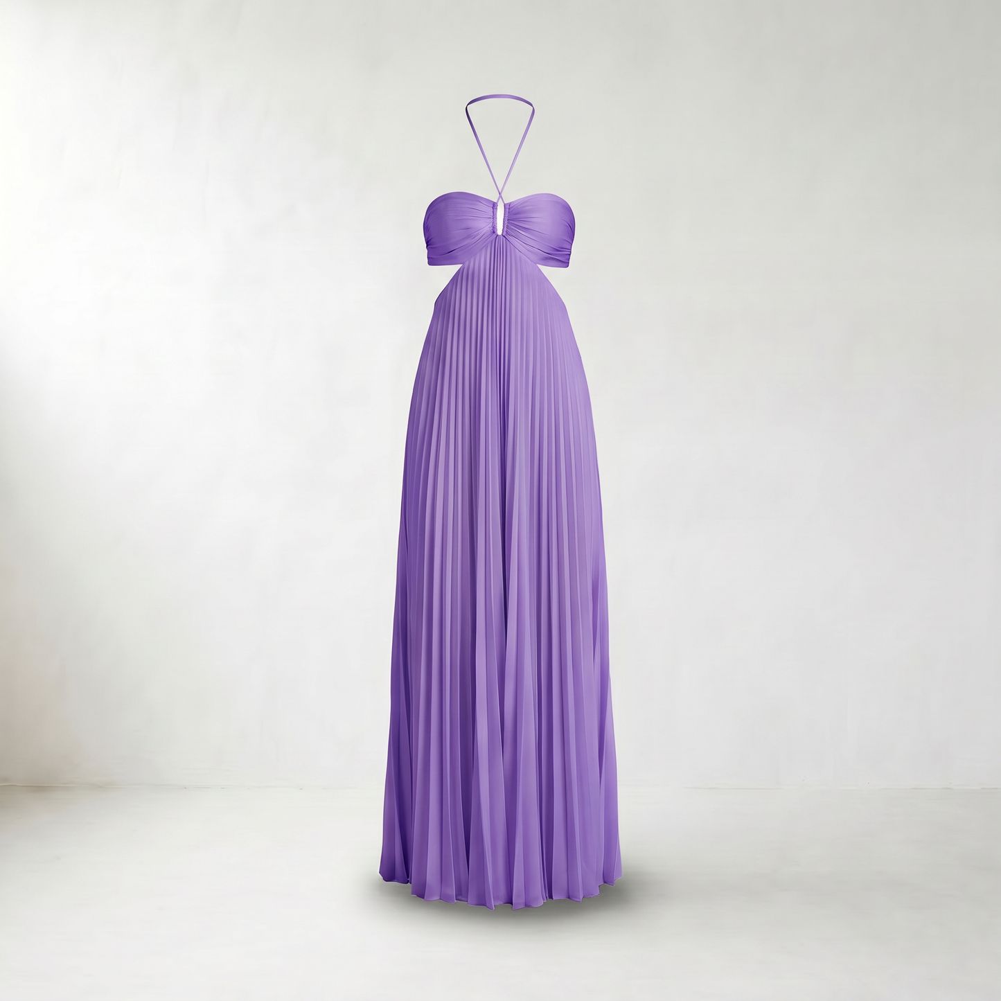 Pia Pleated Halter Maxi Dress