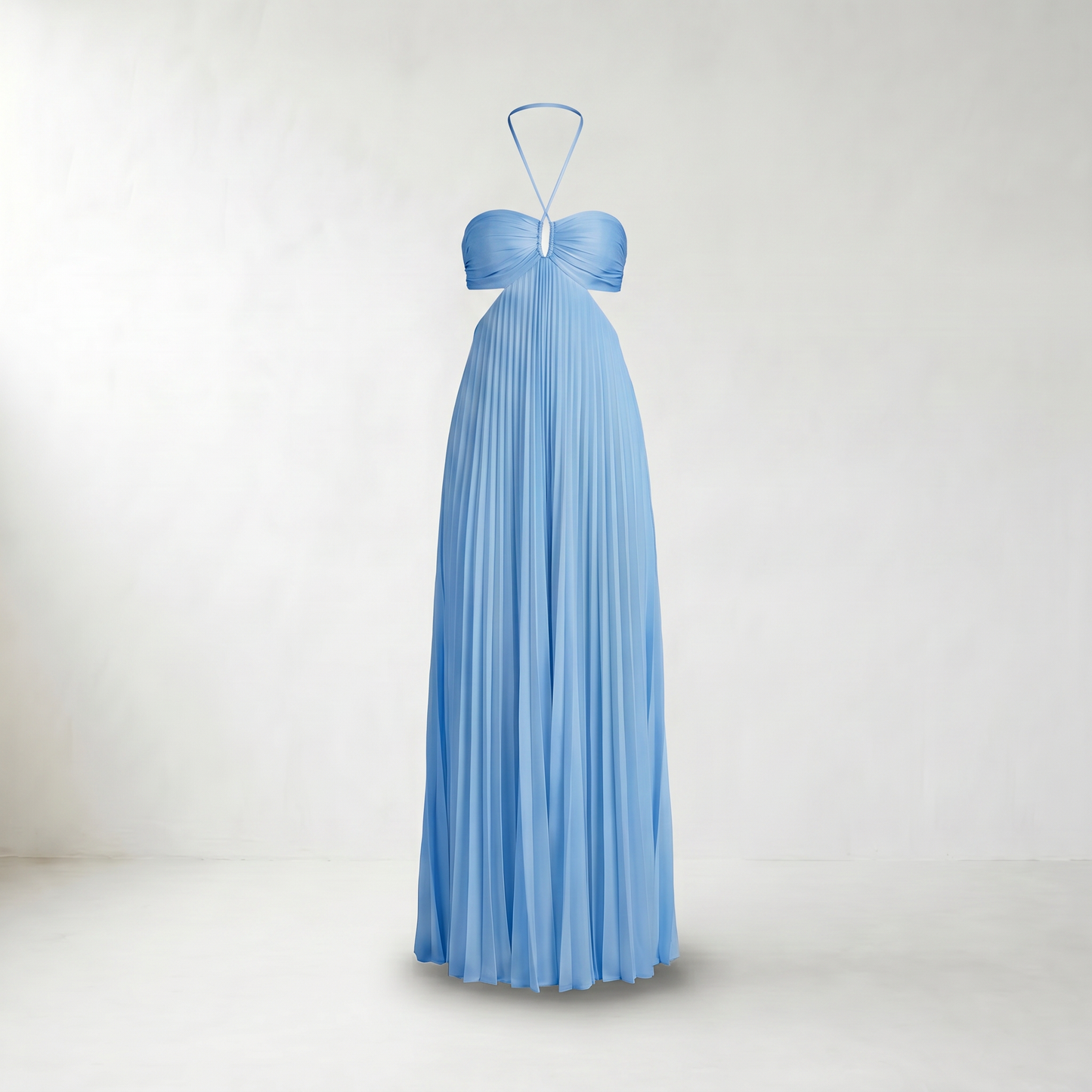 Pia Pleated Halter Maxi Dress