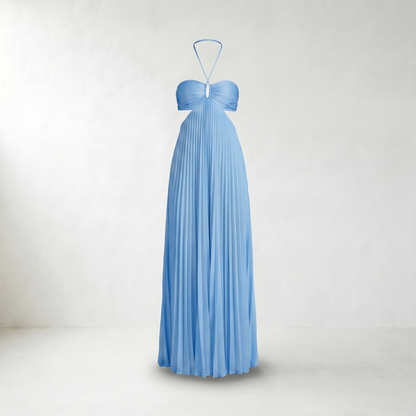 Pia Pleated Halter Maxi Dress