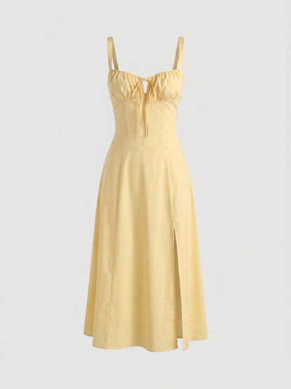 Valentina Floral Corsage Slit Midi Dress