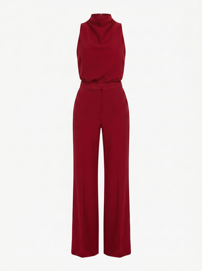 Saphirelle High Neck Wide-Leg Jumpsuit