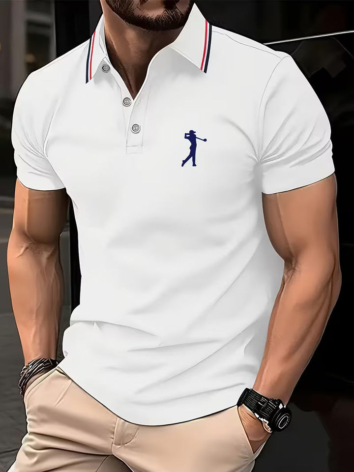 Men's Golf Print Short Sleeve Shirt - Casual Fit — Milky White