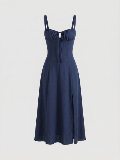 Valentina Floral Corsage Slit Midi Dress