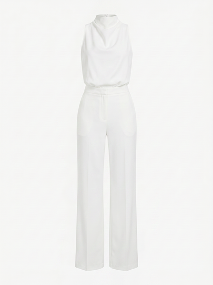 Saphirelle High Neck Wide-Leg Jumpsuit