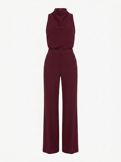 Saphirelle High Neck Wide-Leg Jumpsuit