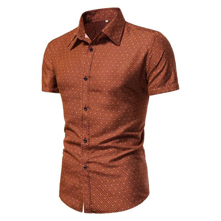 Men's Elegant Short Sleeve Shirt - Smart-Casual Summer Staple — Orange