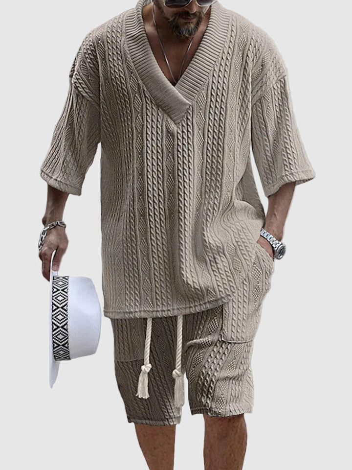 Jovan | Men’s Knit V-Neck Short Sleeve Set