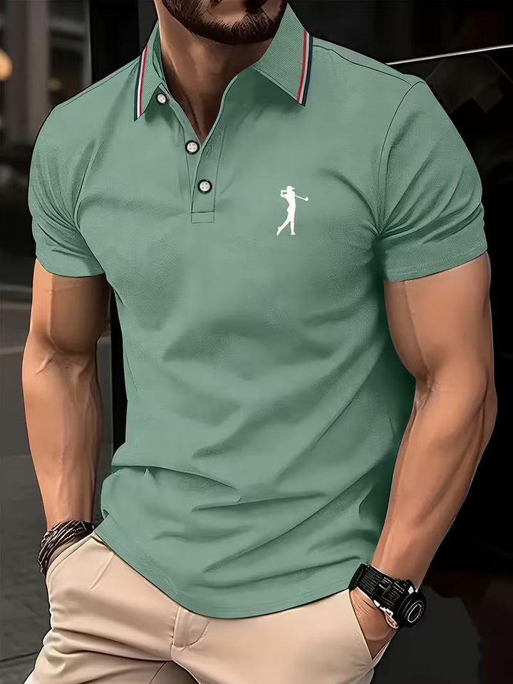 Men's Golf Print Short Sleeve Shirt - Casual Fit — Bean Green