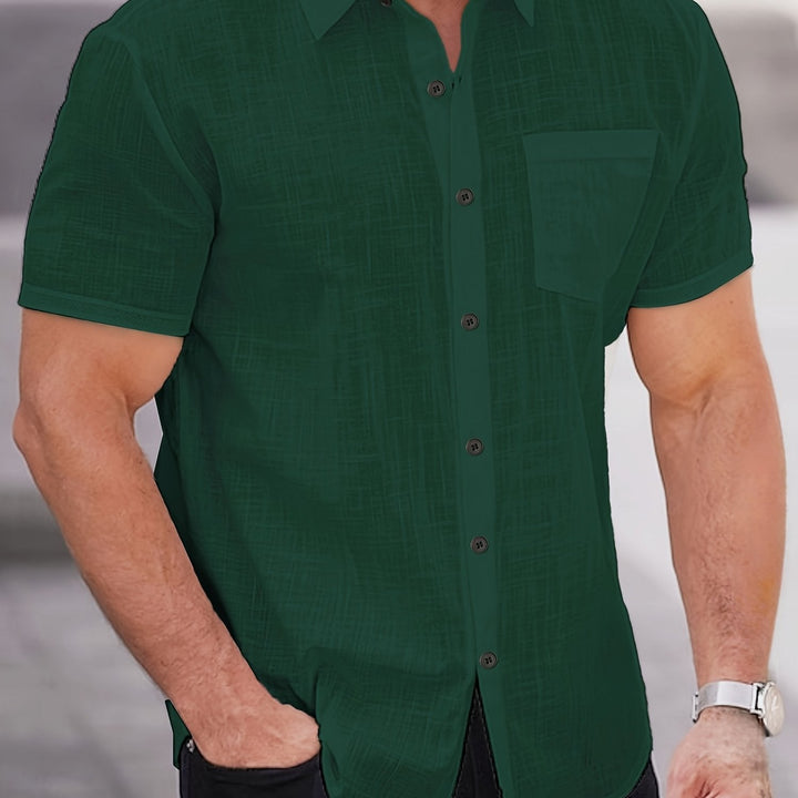 Men's Relaxed Short Sleeve Shirt - Classic Collar — Dark Green
