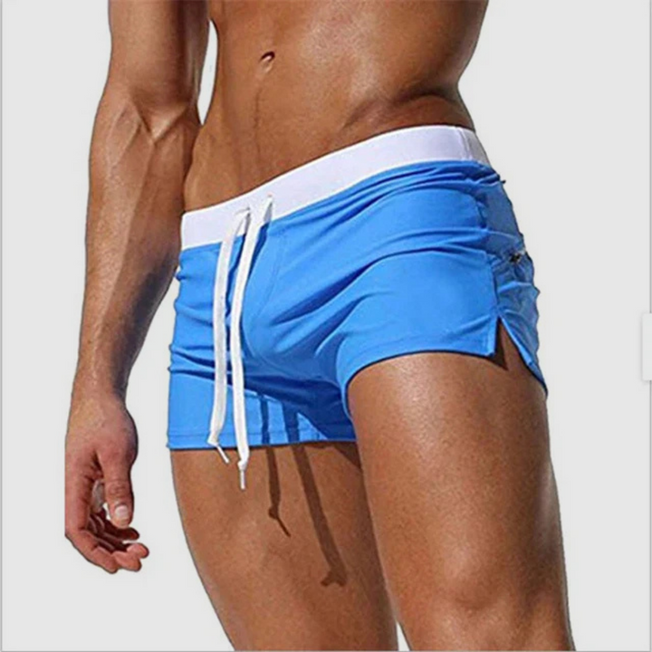 Men's Slim Fit Swim Trunks with Mesh Lining - Quick-Dry Beach Shorts — Light Blue