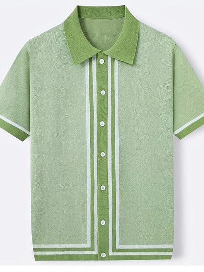 Malcolm | Retro Striped Short-Sleeve Polo Shirt