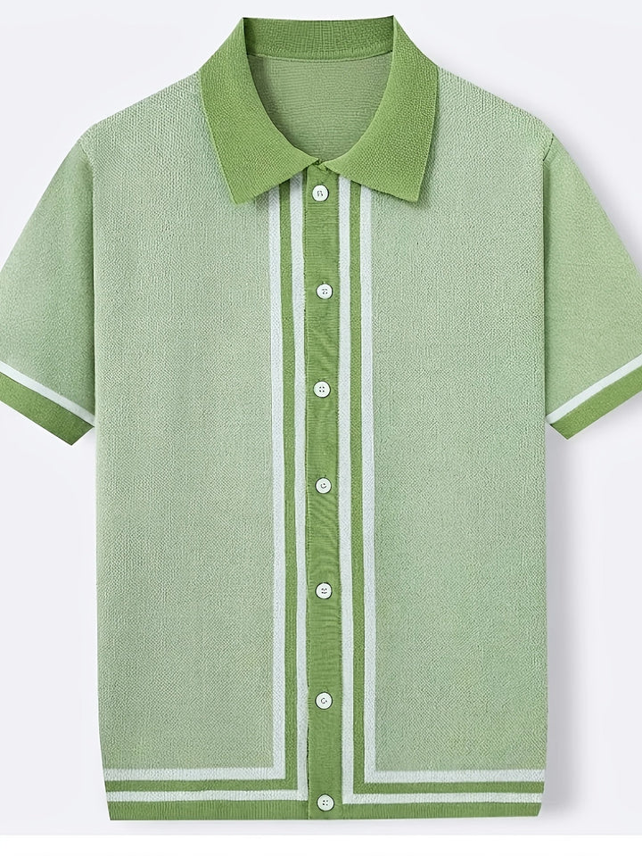 Malcolm | Retro Striped Short-Sleeve Polo Shirt