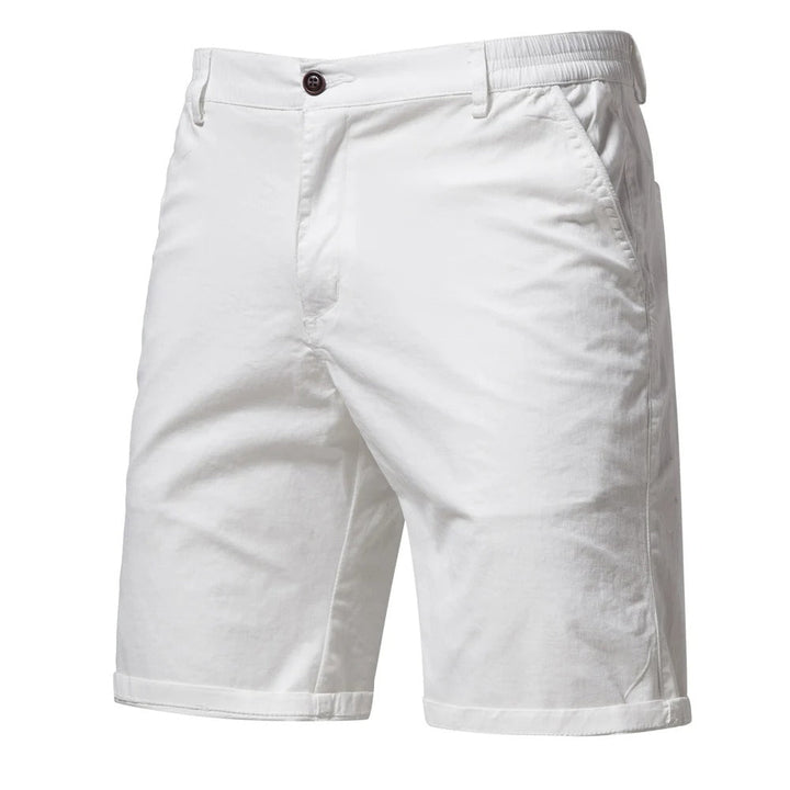Men's Casual Shorts with Stretch Waistband - Relaxed Summer Essentials — White
