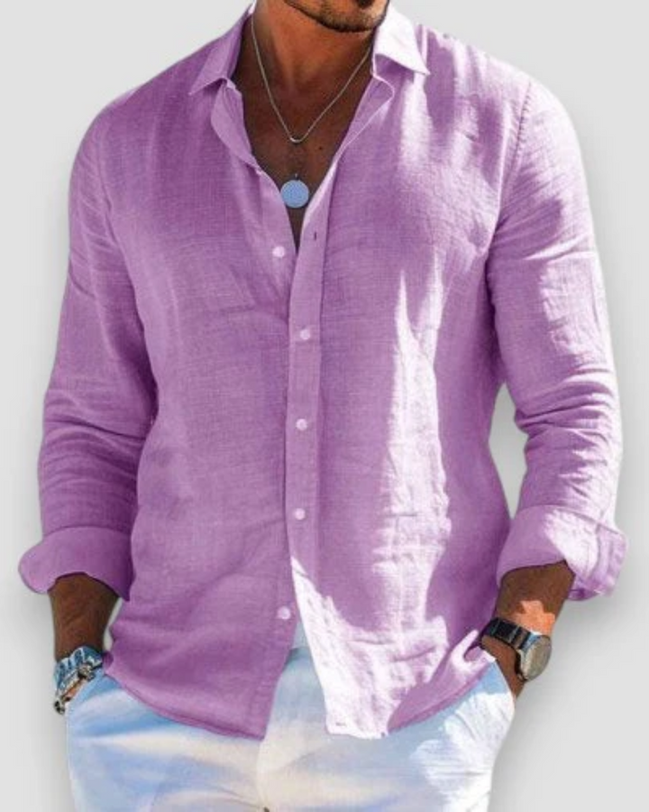 Men's Tailored Casual Summer Shirt - Breathable Fit — Purple
