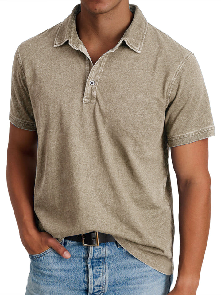 Men's Refined Heritage Polo Shirt - Crisp Collar Detail — Khaki