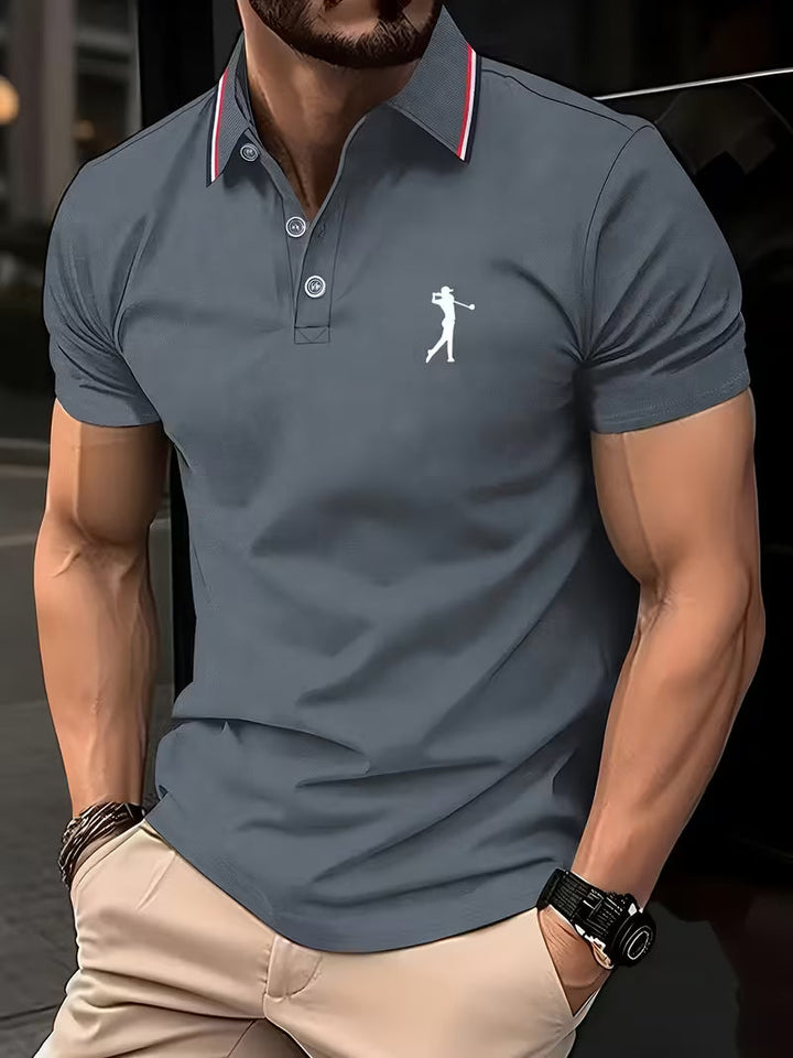 Men's Golf Print Short Sleeve Shirt - Casual Fit — Grey
