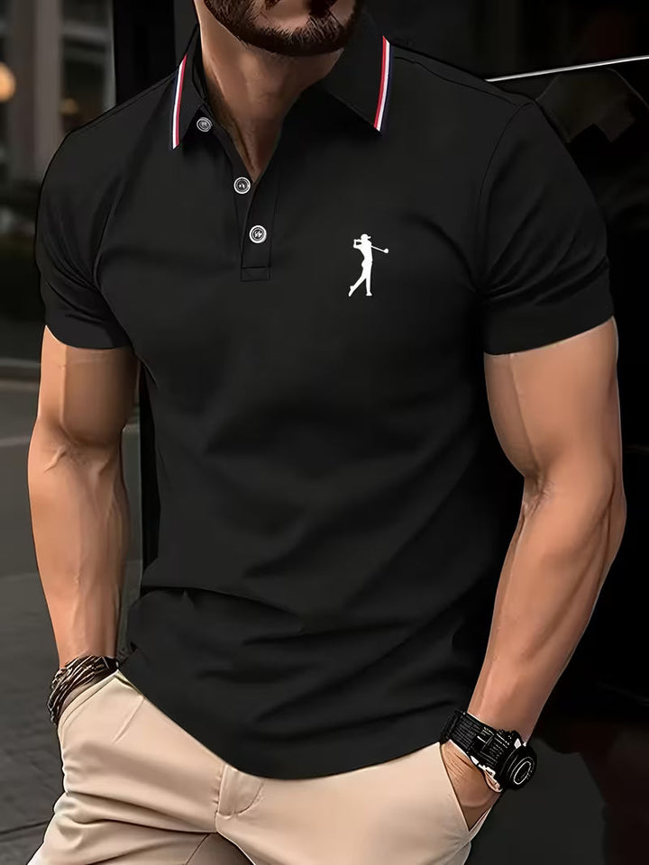 Men's Golf Print Short Sleeve Shirt - Casual Fit — Black