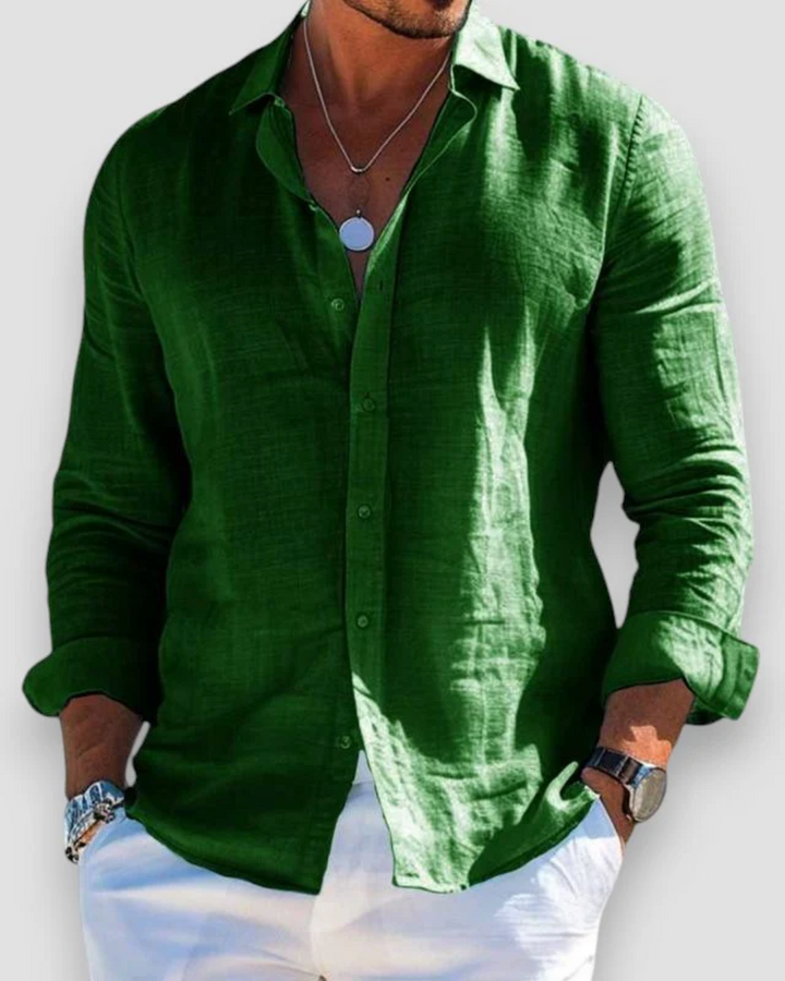 Men's Tailored Casual Summer Shirt - Breathable Fit — Green