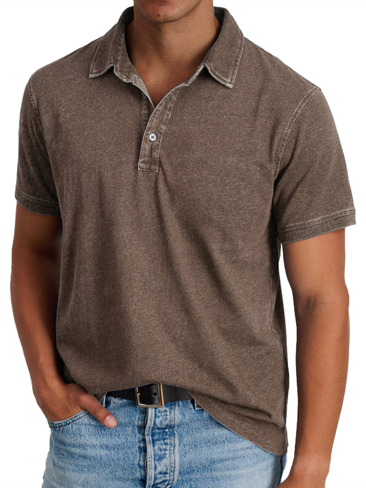 Men's Refined Heritage Polo Shirt - Crisp Collar Detail — Brown