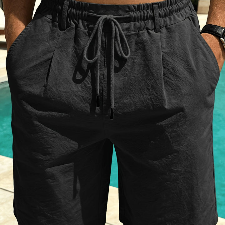 Men's Relaxed Drawstring Shorts - Elasticated Waist — Black