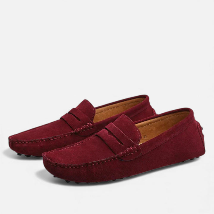 Men's Slip-On Driver Loafers - Suede Look — Burgundy
