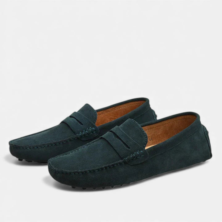 Men's Slip-On Driver Loafers - Suede Look — Dark Green