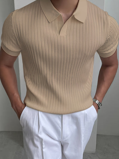 Maxwell | Ribbed Open-Collar Polo Shirt
