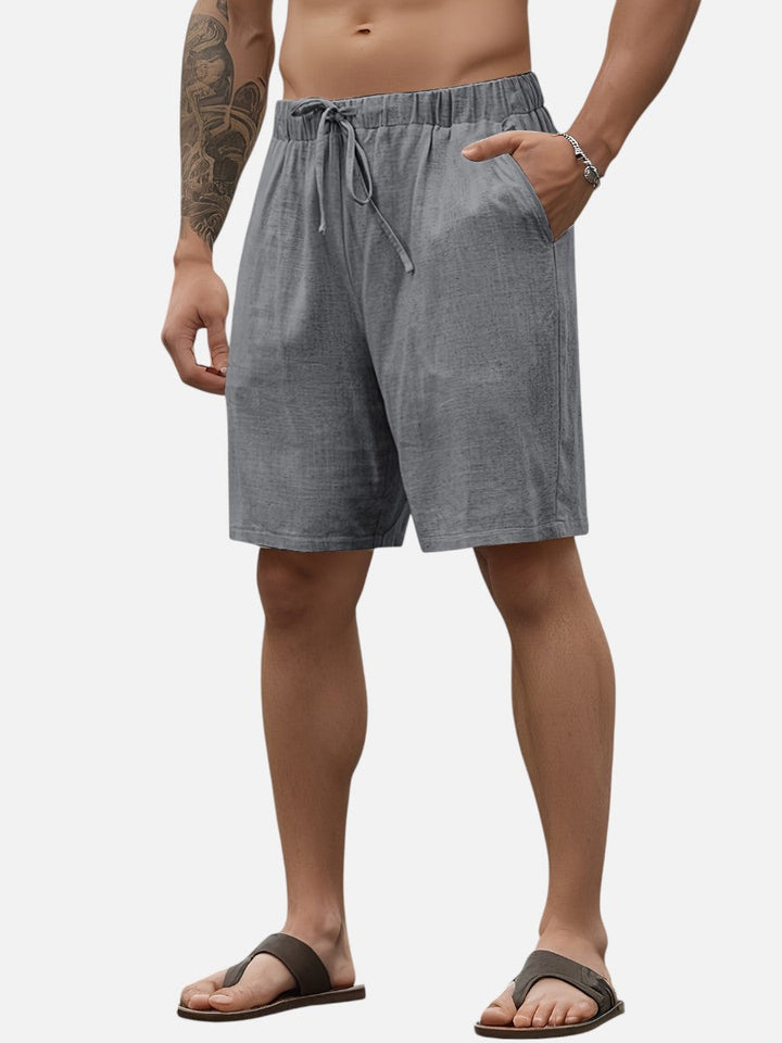 Men's Casual Drawstring Shorts - Linen Look — Grey