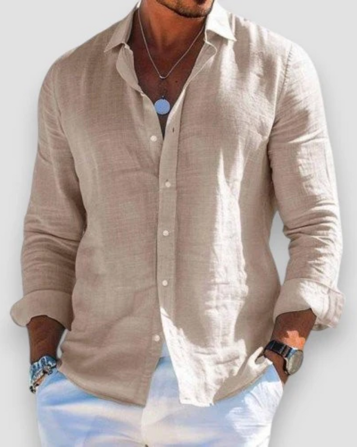 Men's Tailored Casual Summer Shirt - Breathable Fit — Khaki