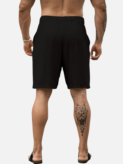 Men’s Casual Drawstring Shorts – Lightweight Linen Look