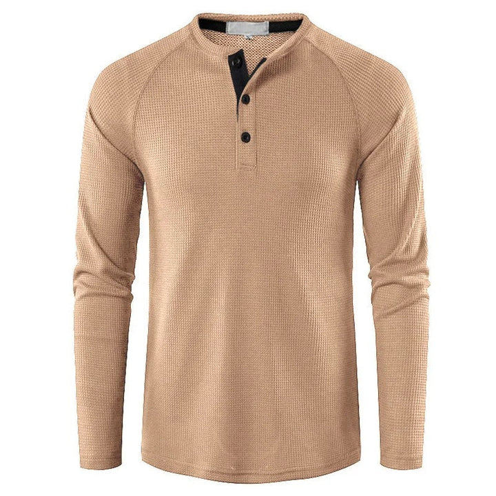 Men's Classic Henley Shirt - Casual Everyday Layering Top — Aprikose