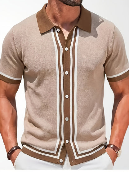 Malcolm | Retro Striped Short-Sleeve Polo Shirt