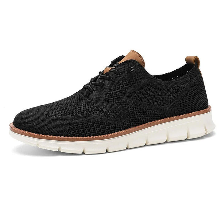 Men's Lightweight Knit Sneakers - Breathable Everyday Trainers — Black
