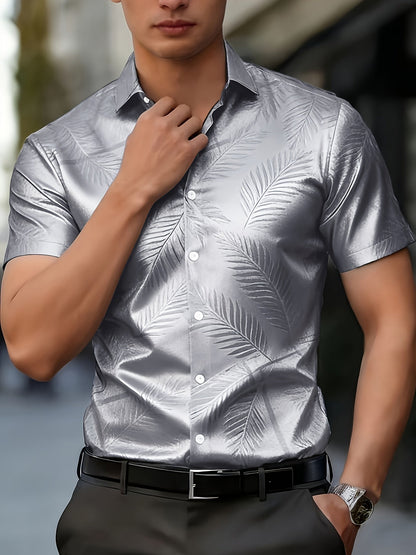 Damon | Radiant Feather-Print Short-Sleeve Shirt