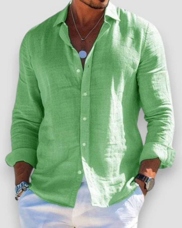 Men's Tailored Casual Summer Shirt - Breathable Fit — Light Green