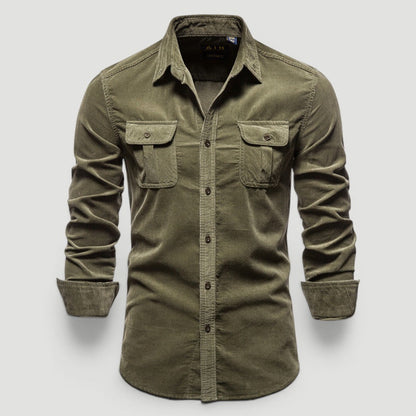 Ellmont London | Men’s Casual Button-Up Corduroy Shirt Soft Cord Fabric