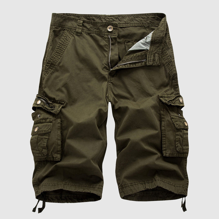 Men's Knee-Length Cargo Shorts with Multiple Pockets - Casual Utility Summer Shorts — Green