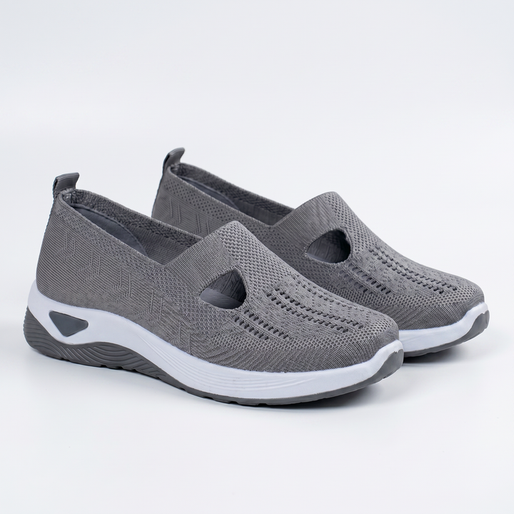 Nora Grey Knit Non-Slip Loafers — Dark Gray