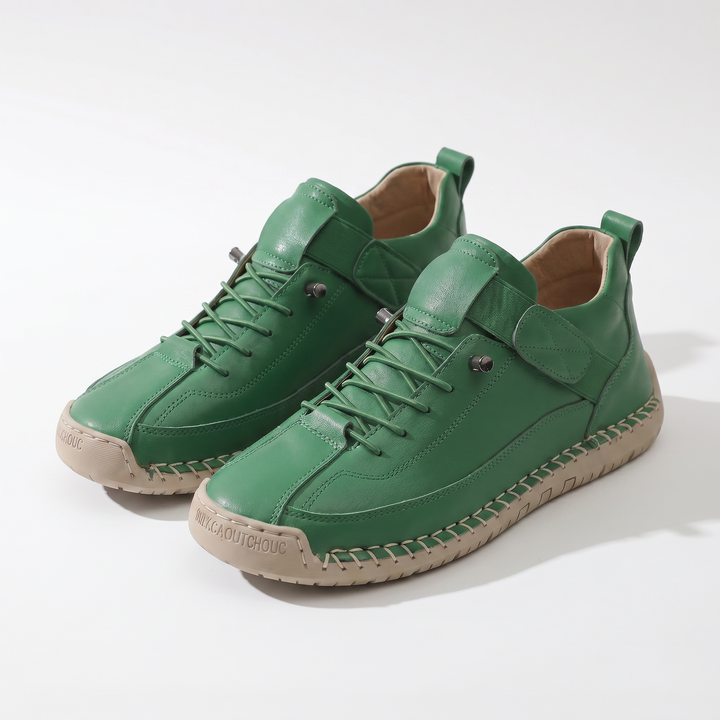 Evelyn White Stitched-Sole Comfort Trainers — Green