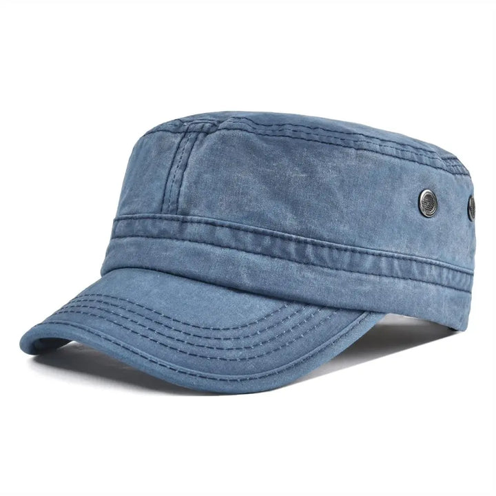 Men's Vintage Wash Cotton Baseball Cap with Structured Crown - Classic Streetwear Cap — Blue