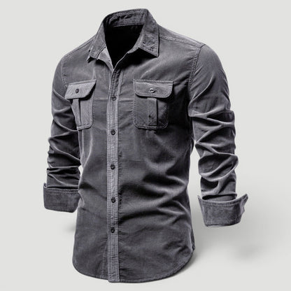 Ellmont London | Men’s Casual Button-Up Corduroy Shirt Soft Cord Fabric