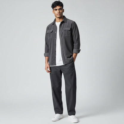 Ellmont London | Men’s Casual Button-Up Corduroy Shirt Soft Cord Fabric