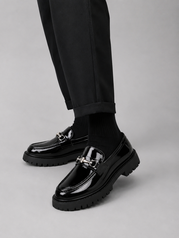 Men’s Chunky Sole Loafers – British Style Slip-On Shoes