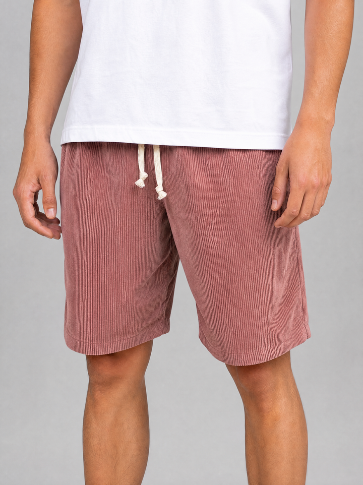 Men's Corduroy Shorts - Relaxed Fit — Pink