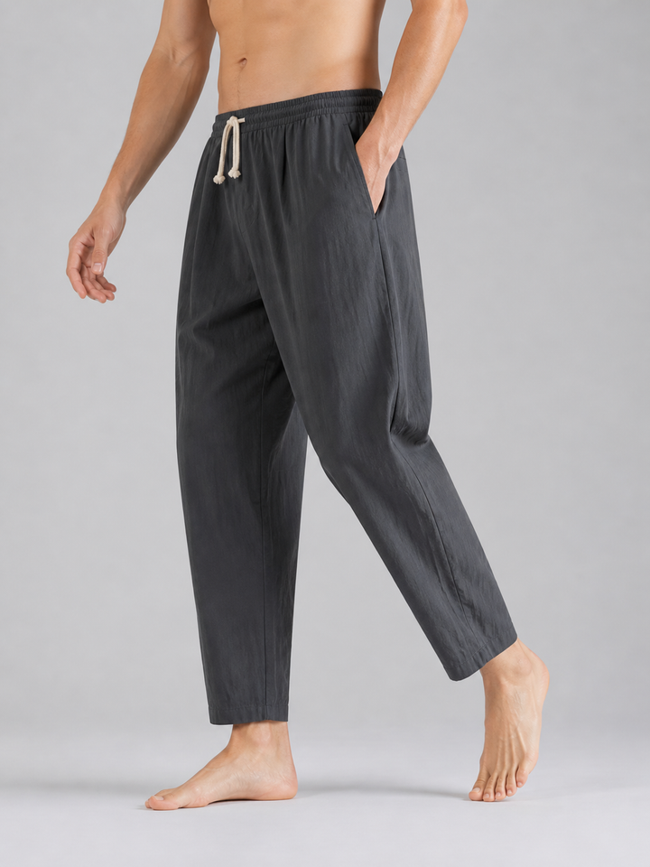 Men's Comfortable Cotton Trousers - Relaxed Casual Fit — Grey