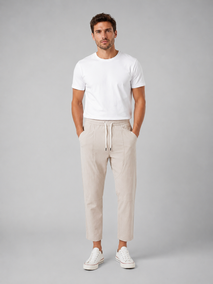 Men’s Drawstring Cropped Trousers – Relaxed Fit Summer Style