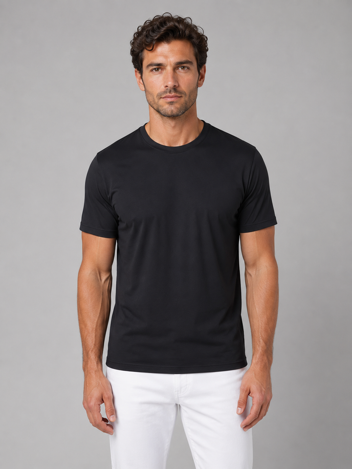 Men's Lightweight Cooling T-Shirt with Breathable Fabric - Everyday Comfort Tee — Black