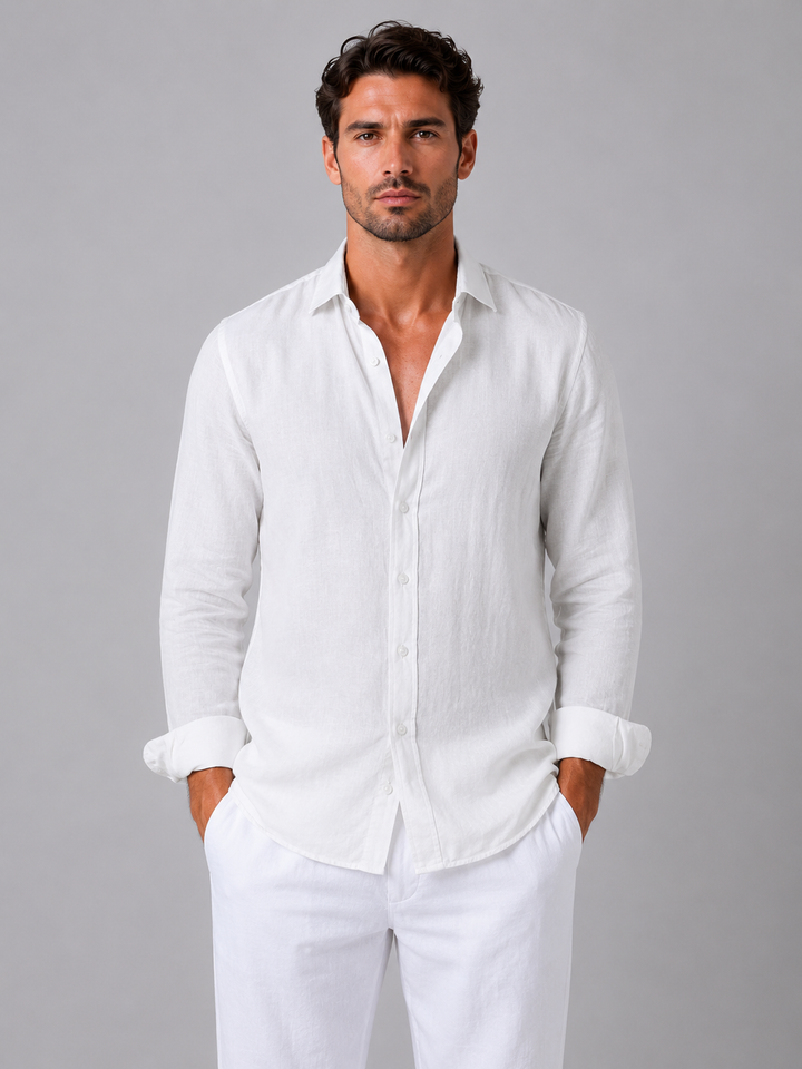 Men's Linen Look Button-Up Shirt – Relaxed Summer Style