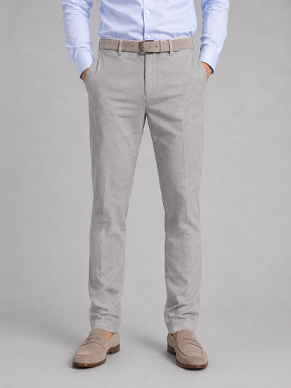 Men's Linen Look Straight Leg Trousers – Smart Relaxed Fit